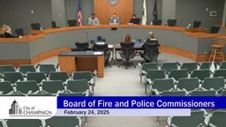 Video Thumbnail - Wide shot of the Dias with board members. Staff sitting at presentation table looking toward board members. 